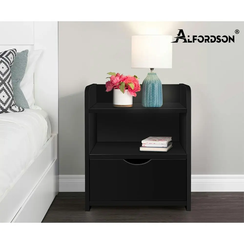 Alfordson Bedside Table Open Shelf Black