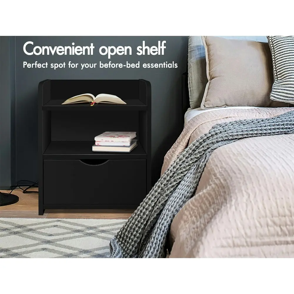 Alfordson Bedside Table Open Shelf Black