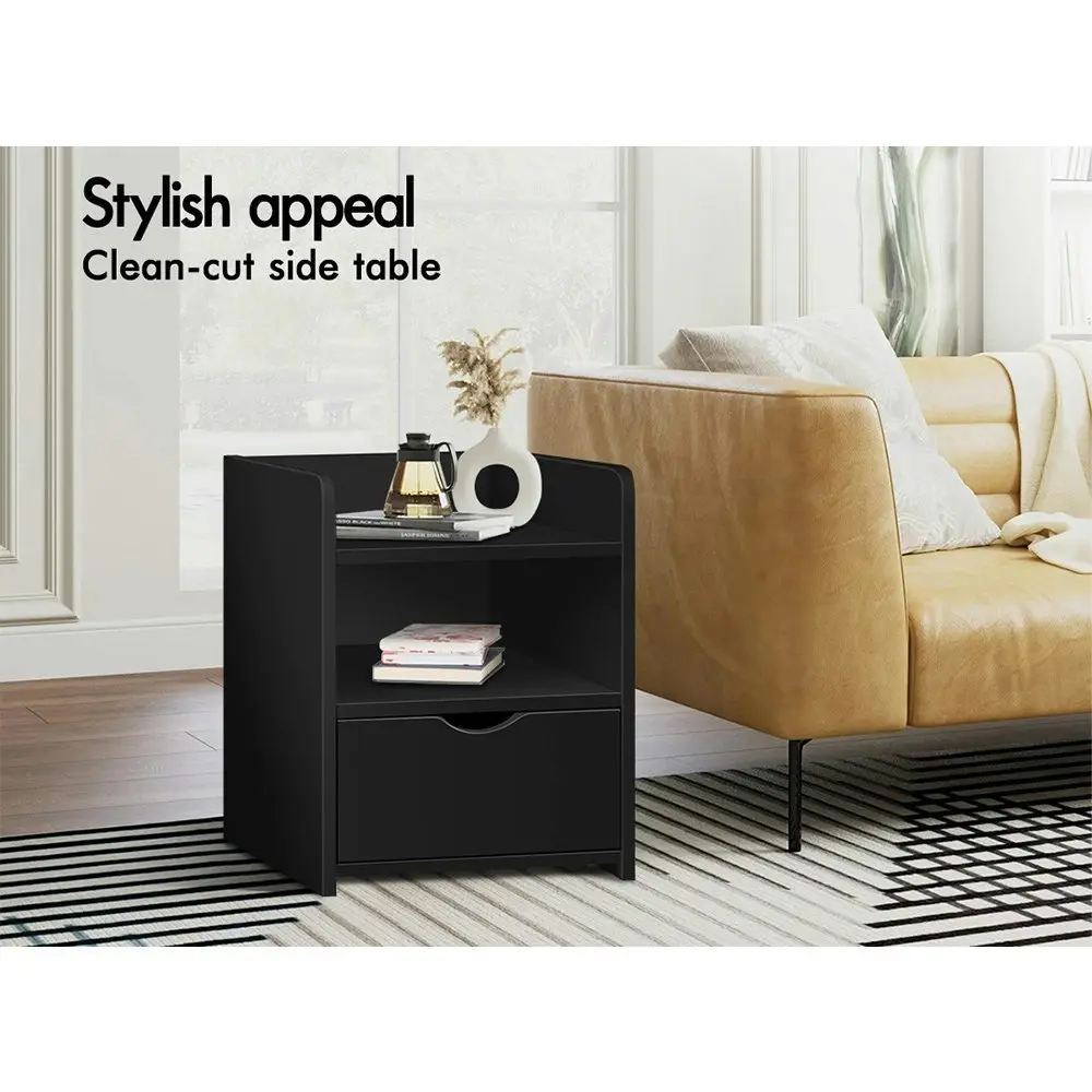 Alfordson Bedside Table Open Shelf Black