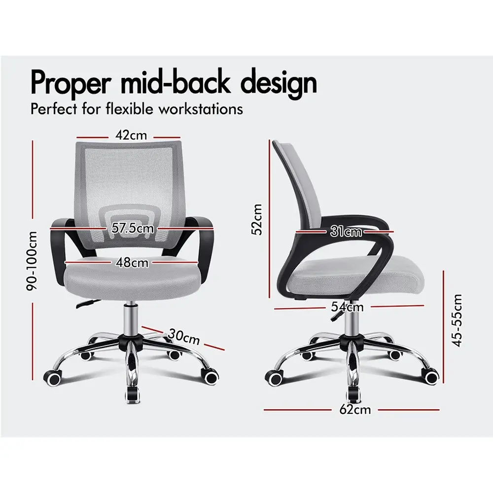 Alfordson Mid Back Mesh Office Chair Black Grey