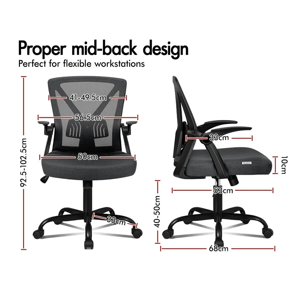 Alfordson Tilt Adjustable Mid Back Mesh Office Chair Dark Grey