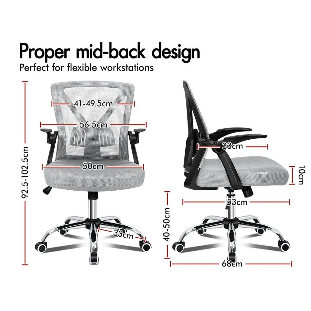 Alfordson Tilt Adjustable Mid Back Mesh Office Chair Black Grey