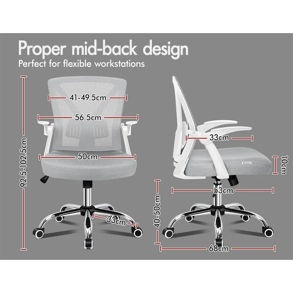 Alfordson Tilt Adjustable Mid Back Mesh Office Chair White Grey