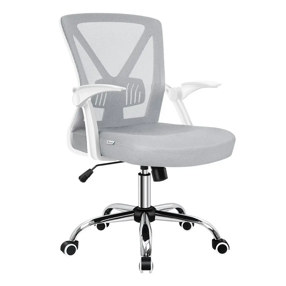 Alfordson Tilt Adjustable Mid Back Mesh Office Chair White Grey