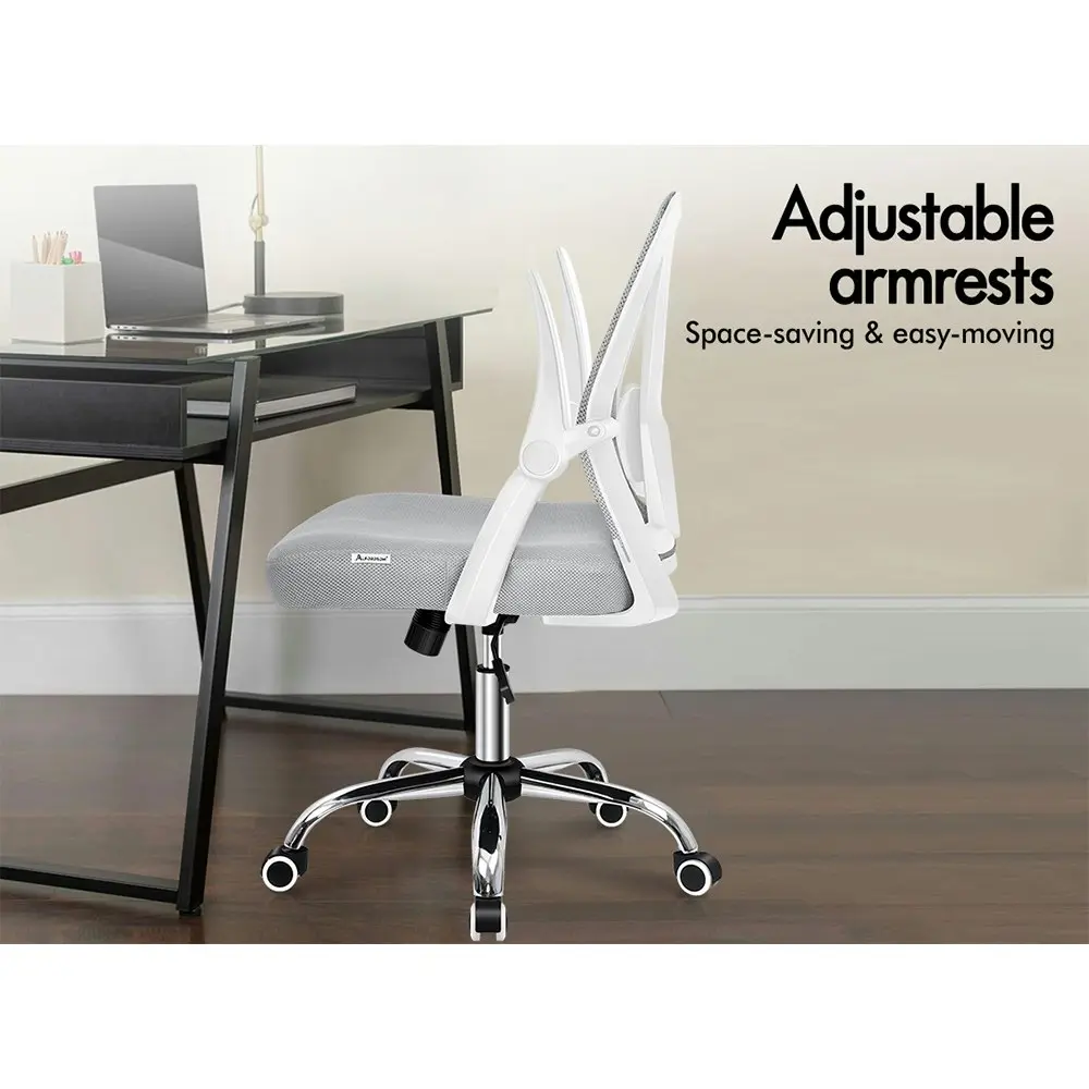 Alfordson Tilt Adjustable Mid Back Mesh Office Chair White Grey