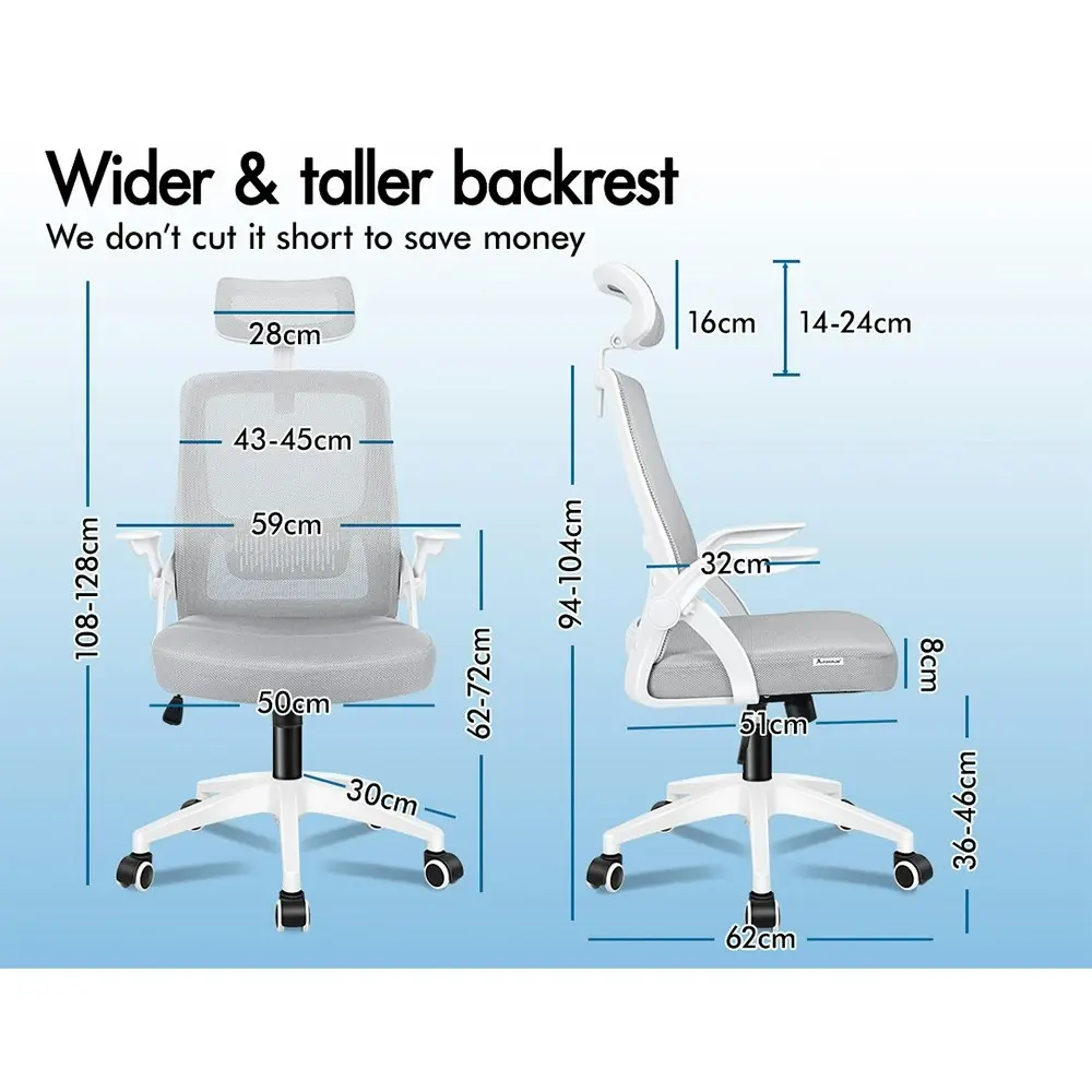 Alfordson Mesh Office Chair White & Grey