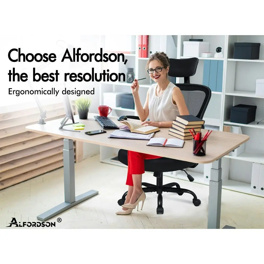 Alfordson Computer Task Mesh Office Chair Flip-up Armrests All Black