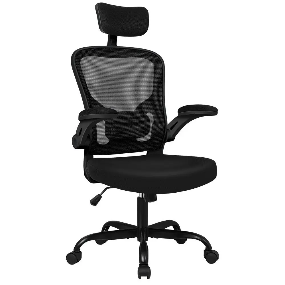 Alfordson Computer Task Mesh Office Chair Flip-up Armrests All Black