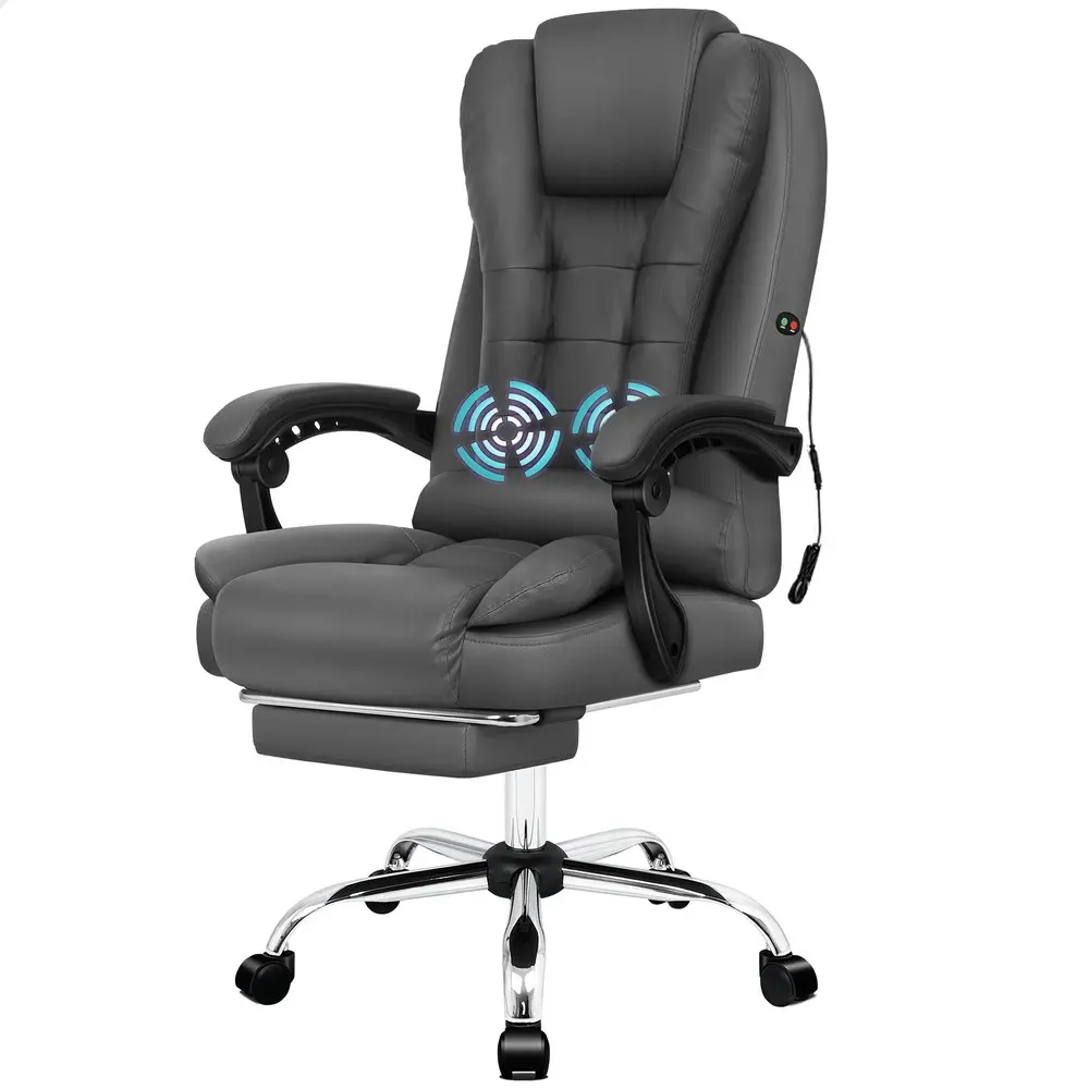 Alfordson Massage Office Chair Executive PU Leather Grey (with footrest)