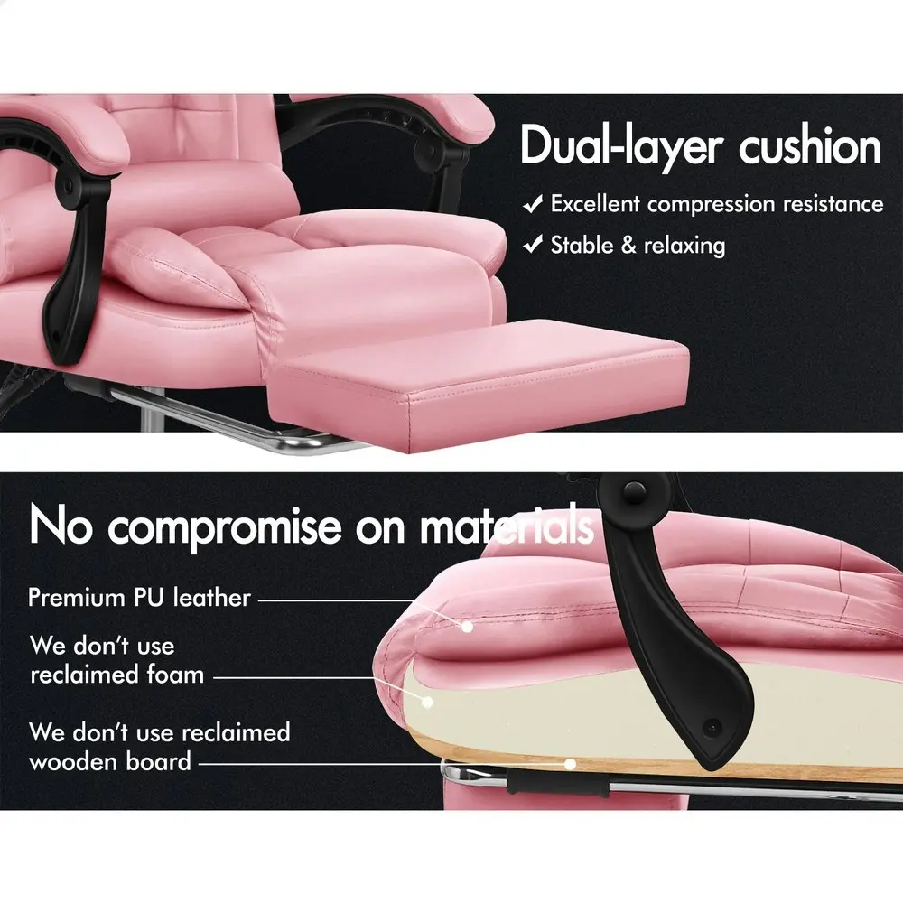 Alfordson Massage Office Chair Executive PU Leather Pink (with footrest)