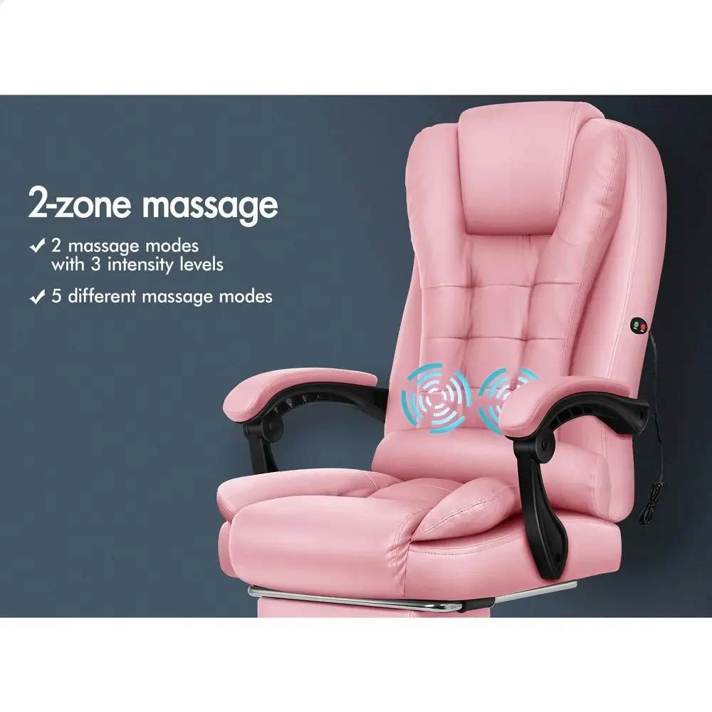 Alfordson Massage Office Chair Executive PU Leather Pink (with footrest)