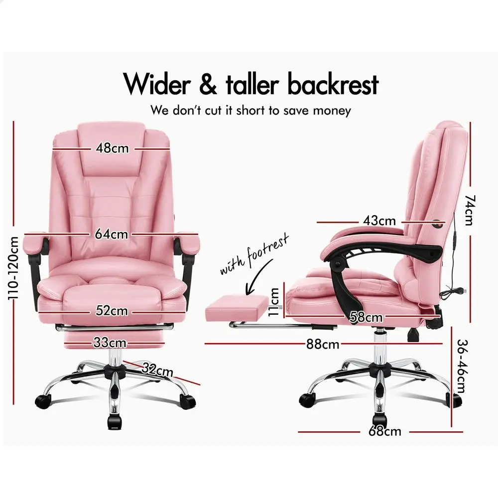 Alfordson Massage Office Chair Executive PU Leather Pink (with footrest)