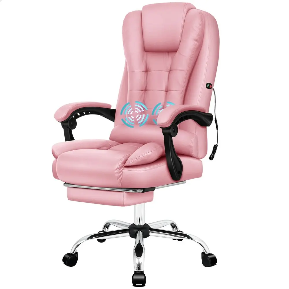 Alfordson Massage Office Chair Executive PU Leather Pink (with footrest)