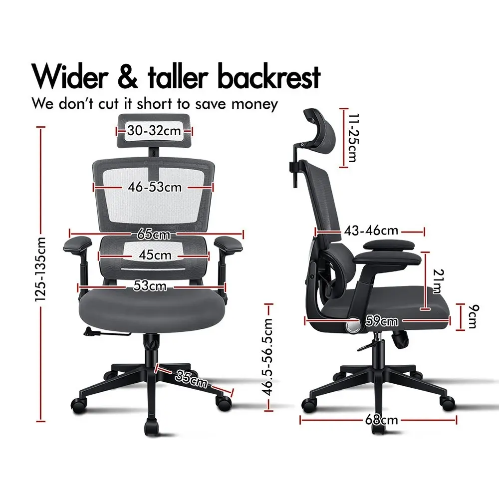 Alfordson Ergonomic Computer Mesh Office Chair Black Dark Grey