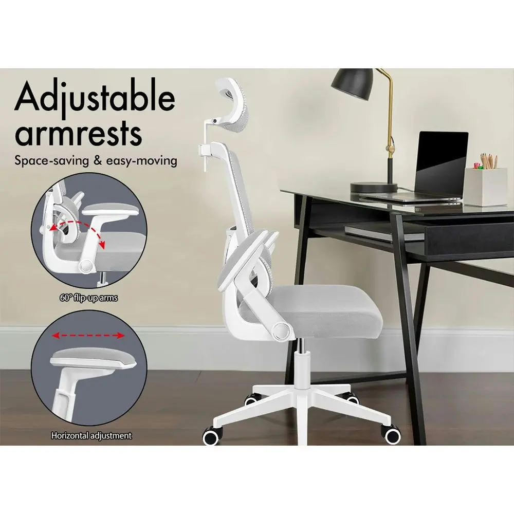 Alfordson Ergonomic Computer Mesh Office Chair White Light Grey