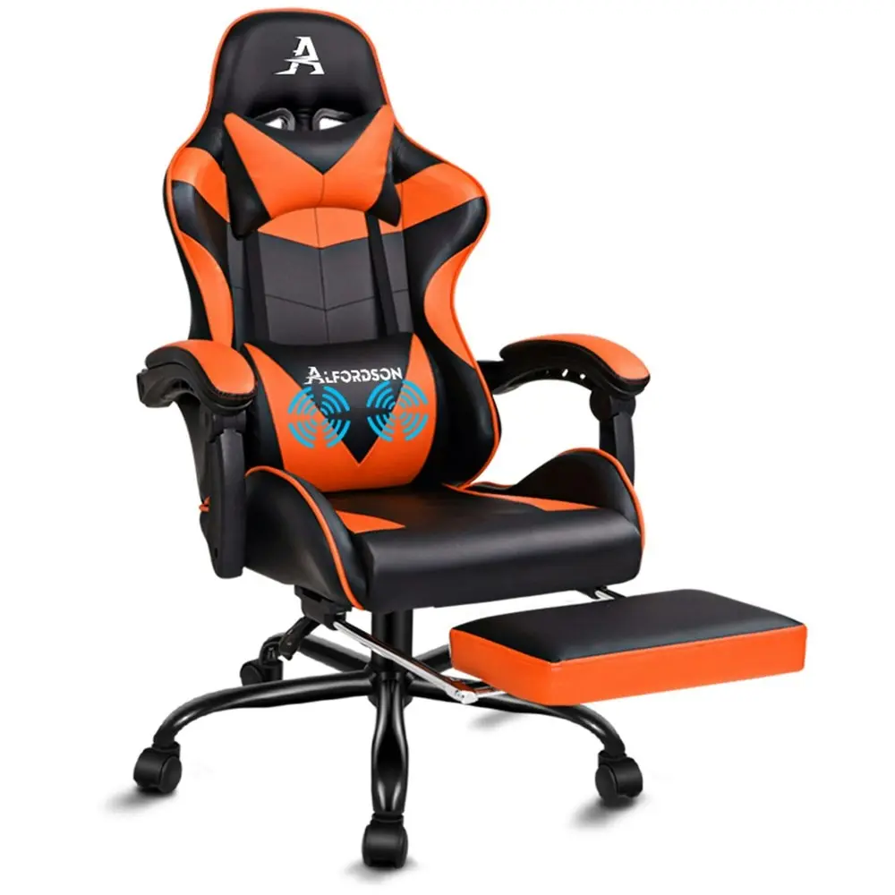 Alfordson Gaming Chair with Lumbar Massage Office Chair Black & Orange