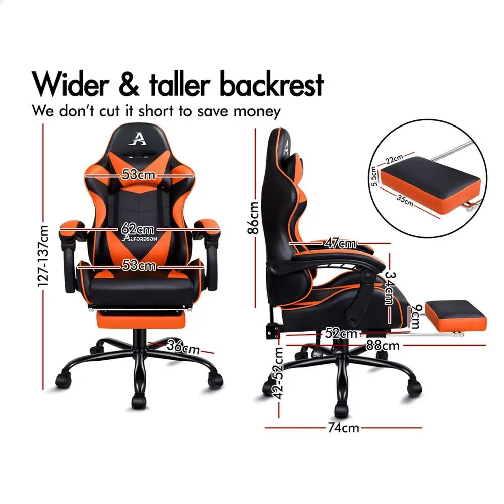 Alfordson Gaming Chair with Lumbar Massage Office Chair Black & Orange