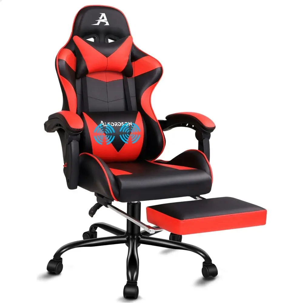 Alfordson Gaming Chair with Lumbar Massage Office Chair Black & Red