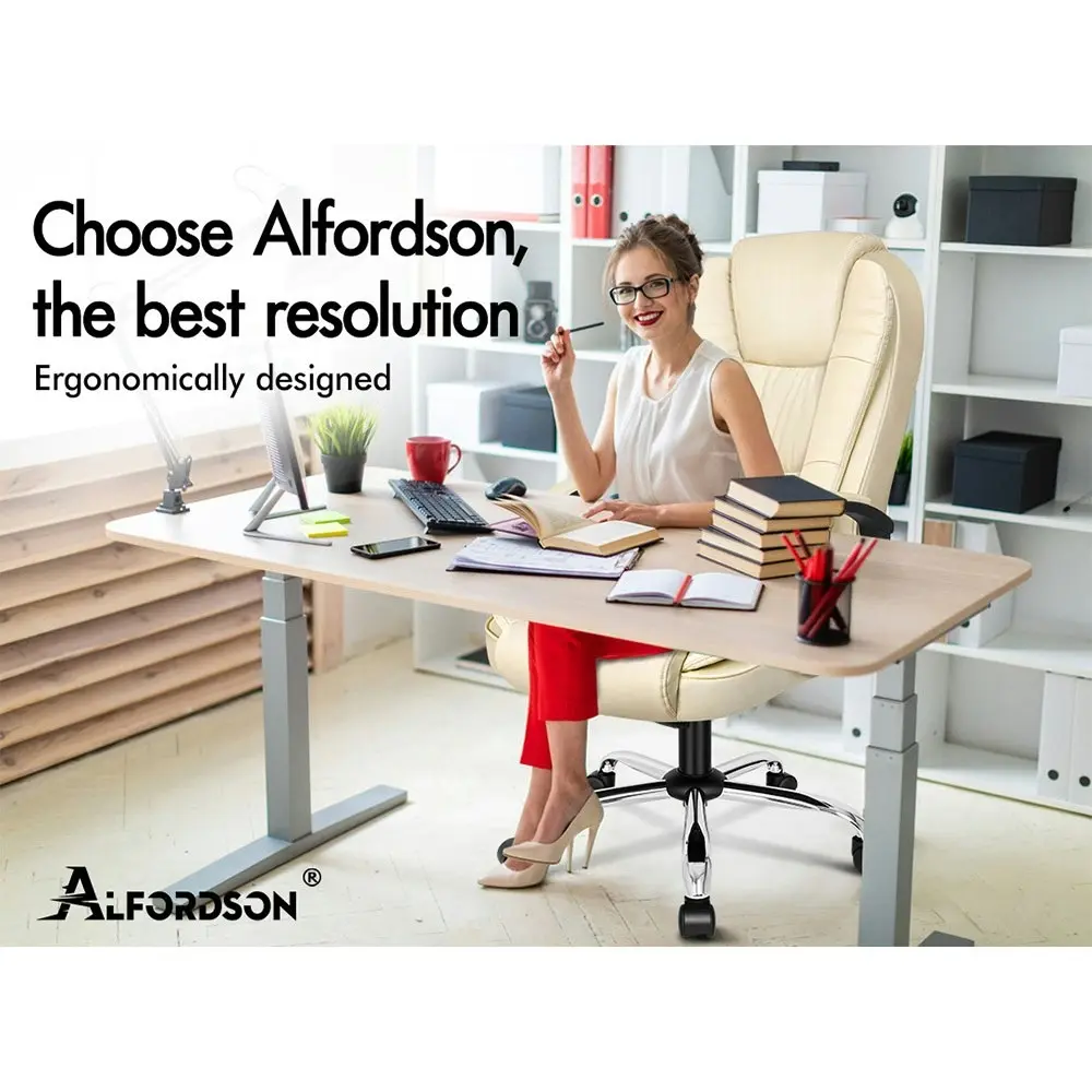 Alfordson Office Chair Tilt Adjustable Adam Beige