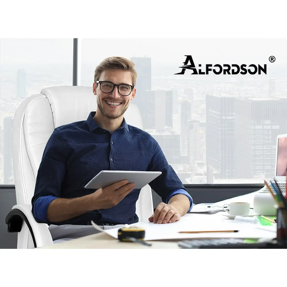 Alfordson Office Chair Tilt Adjustable Adam White