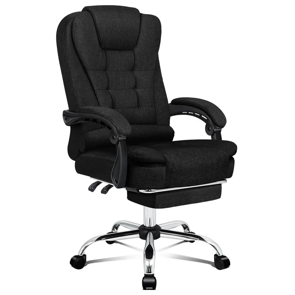 Alfordson Office Chair Executive Fabric Seat with Footrest Black