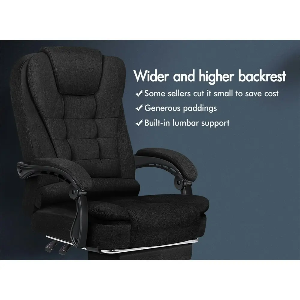 Alfordson Office Chair Executive Fabric Seat with Footrest Black