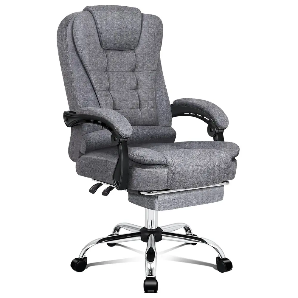 Alfordson Office Chair Executive Fabric Seat with Footrest Grey