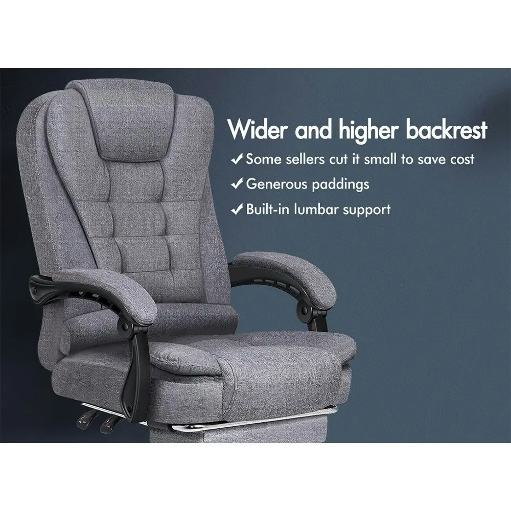 Alfordson Office Chair Executive Fabric Seat with Footrest Grey