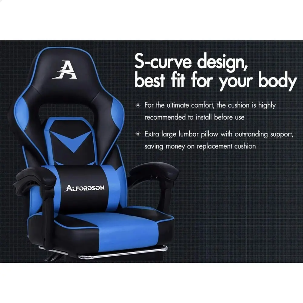 Alfordson Gaming Chair with Footrest Racing Office Gordon - Black & Blue