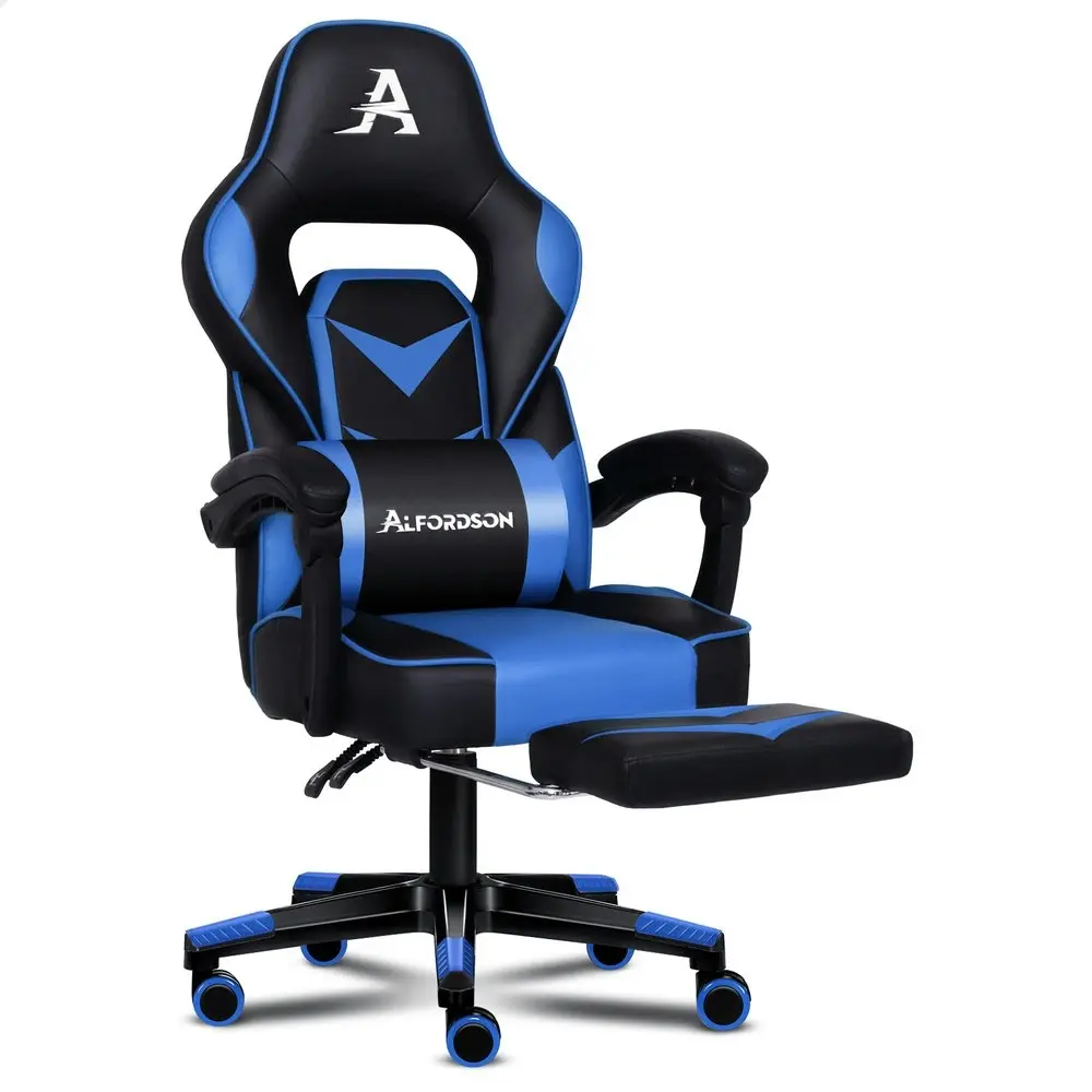 Alfordson Gaming Chair with Footrest Racing Office Gordon - Black & Blue