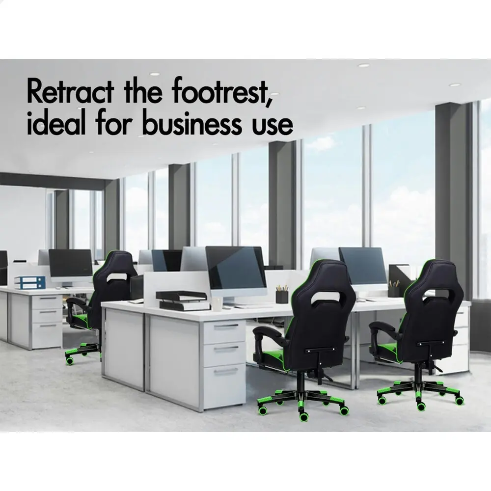 Alfordson Gaming Chair with Footrest Racing Office Gordon - Black & Green