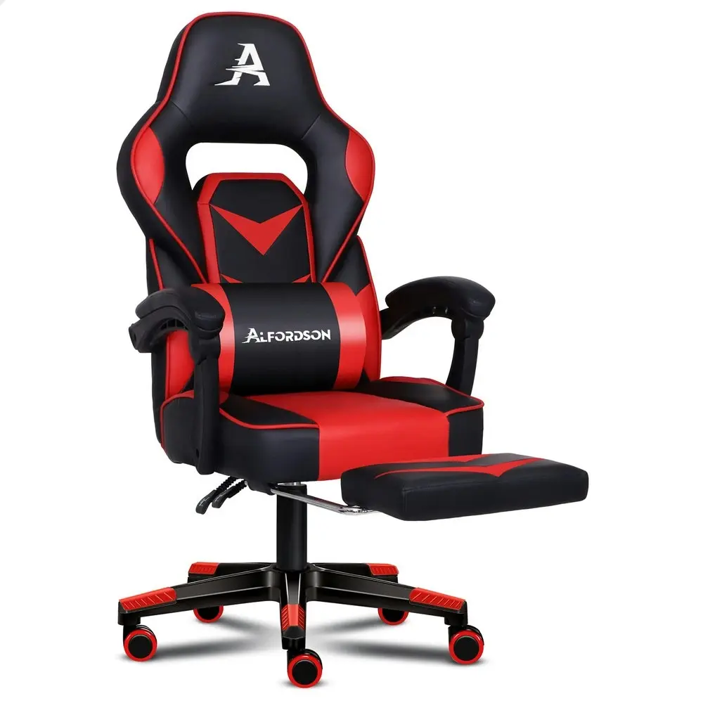 Alfordson Gaming Chair with Footrest Racing Office Gordon - Black & Red