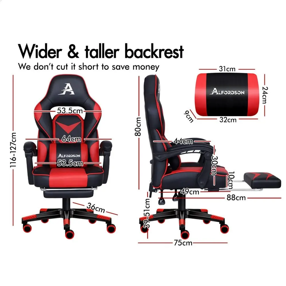 Alfordson Gaming Chair with Footrest Racing Office Gordon - Black & Red