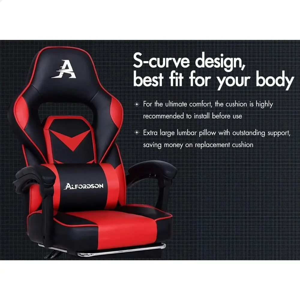 Alfordson Gaming Chair with Footrest Racing Office Gordon - Black & Red