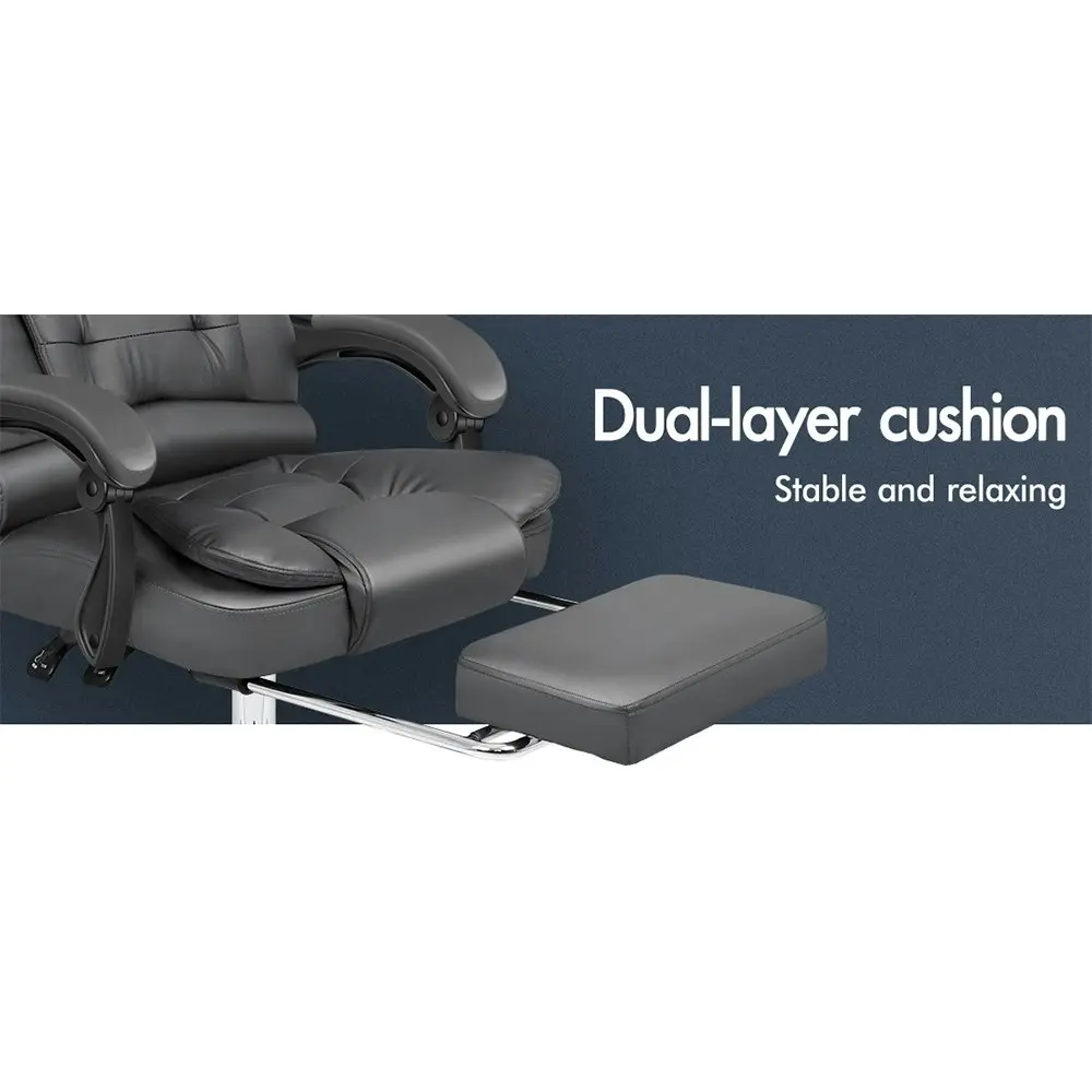 Alfordson Office Chair Executive PU Leather Seat with Footrest Grey