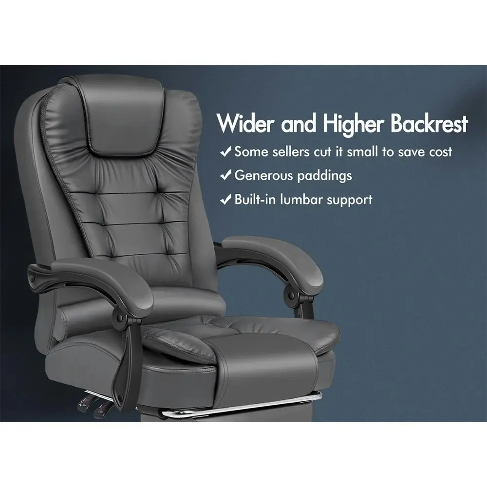 Alfordson Office Chair Executive PU Leather Seat with Footrest Grey