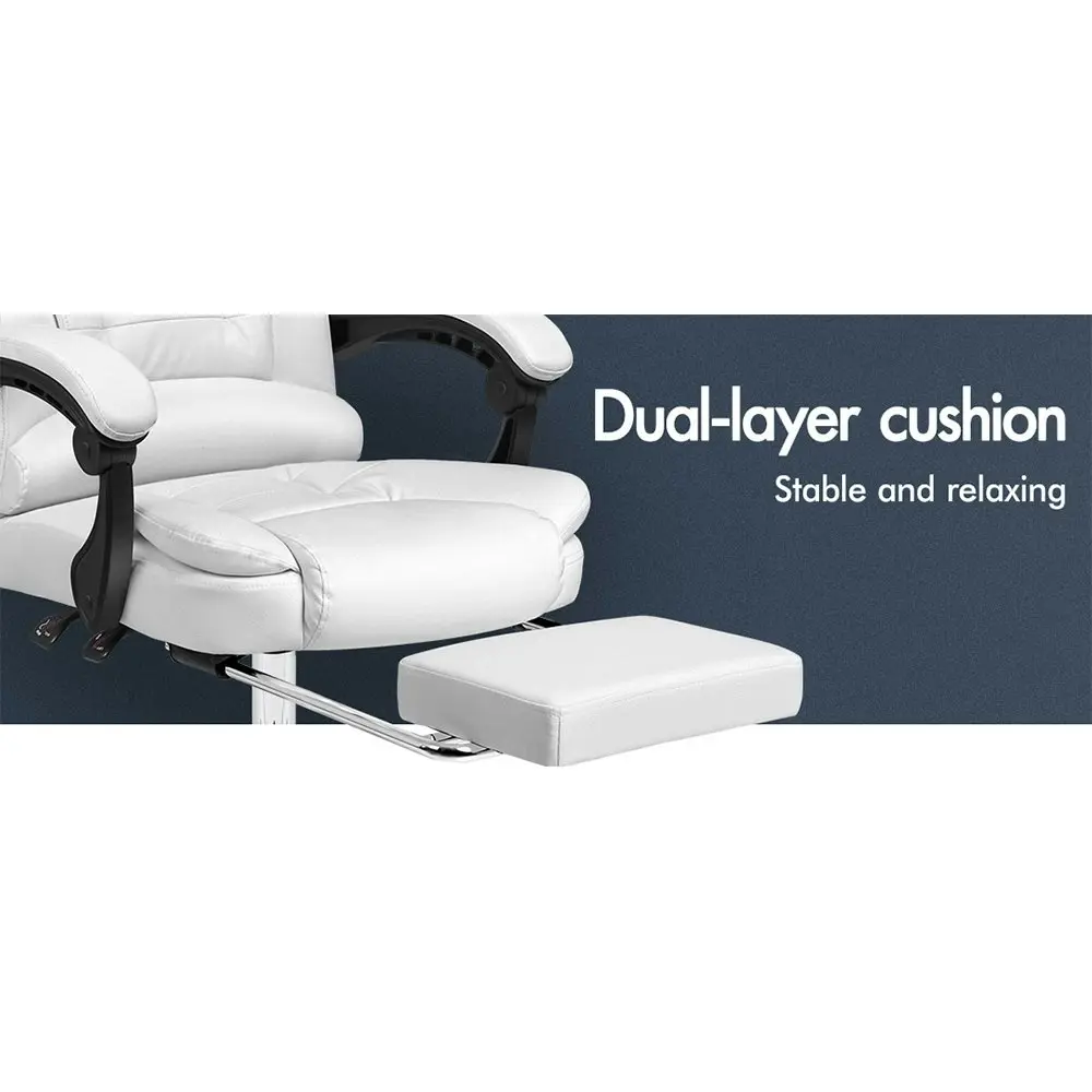 Alfordson Office Chair Executive PU Leather Seat White