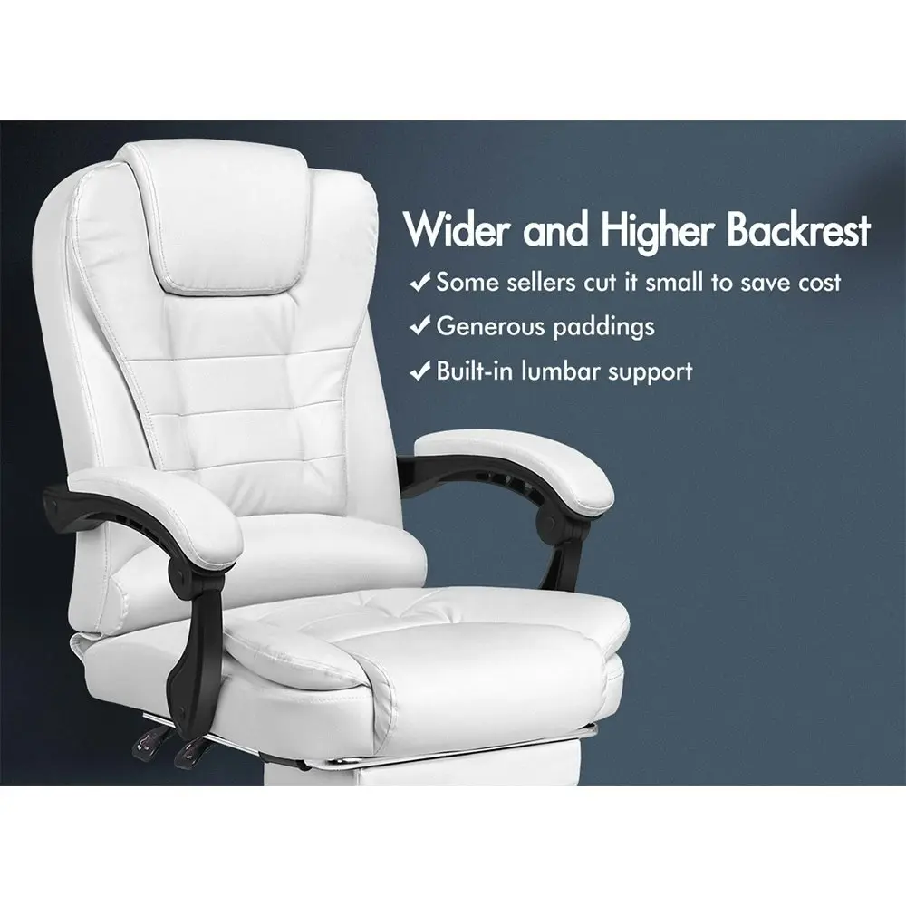 Alfordson Office Chair Executive PU Leather Seat White