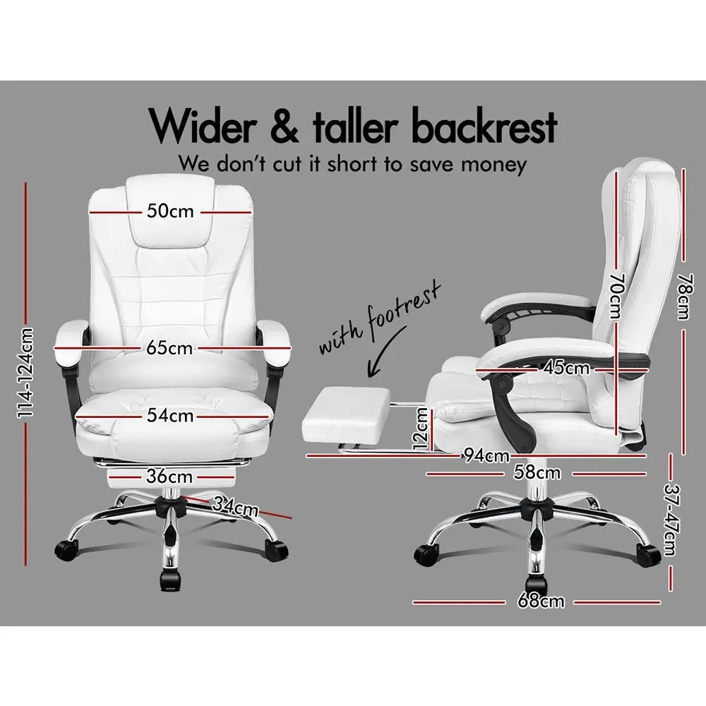 Alfordson Office Chair Executive PU Leather Seat White