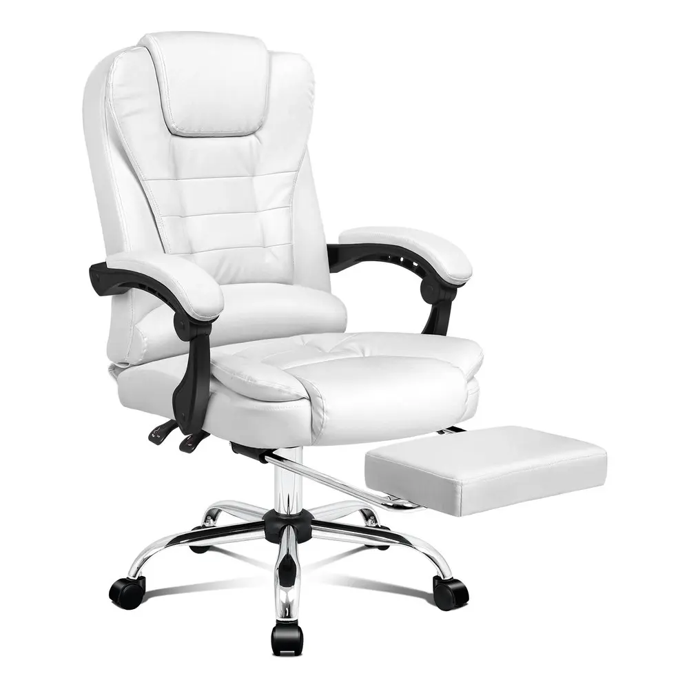 Alfordson Office Chair Executive PU Leather Seat White