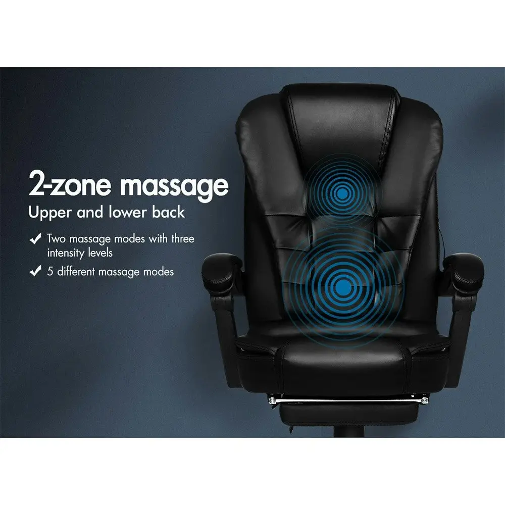 Alfordson Massage Office Chair with Footrest Black