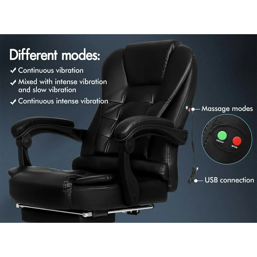 Alfordson Massage Office Chair with Footrest Black