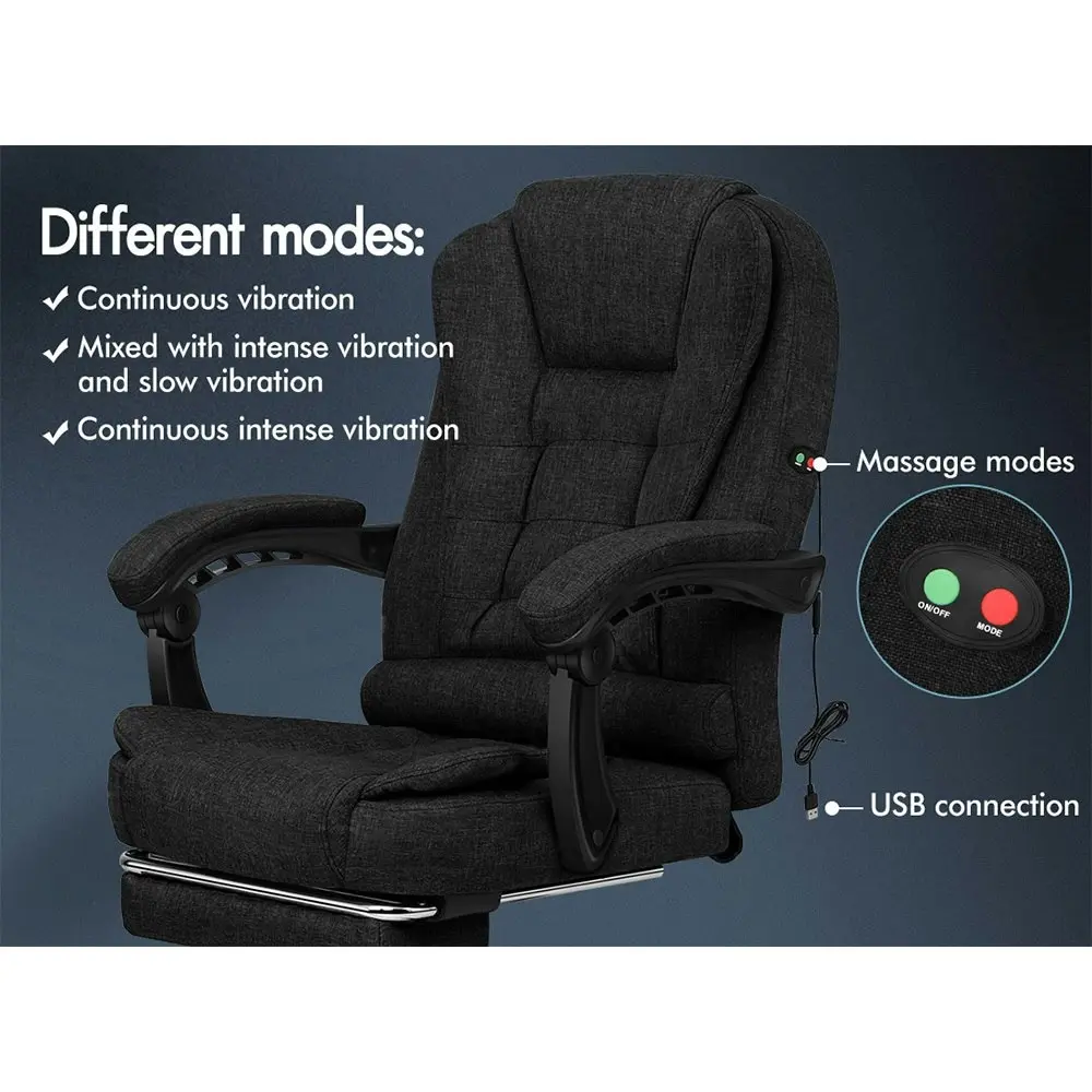 Alfordson Massage Office Chair with Footrest Fabric Black