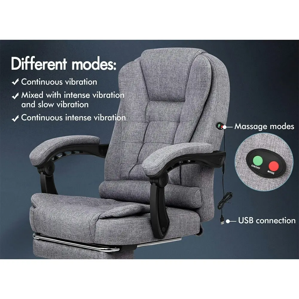 Alfordson Massage Office Chair with Footrest Fabric Grey