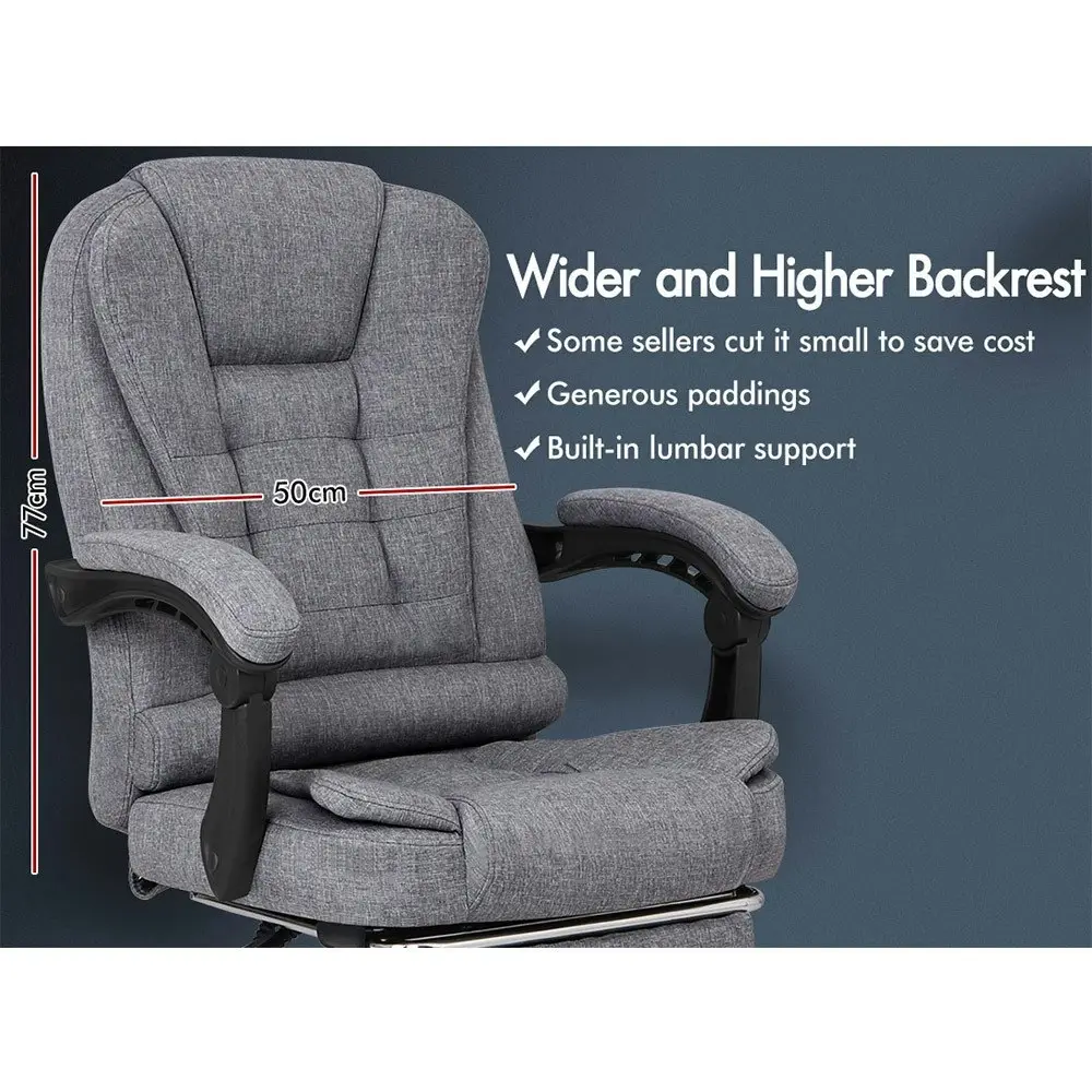 Alfordson Massage Office Chair with Footrest Fabric Grey