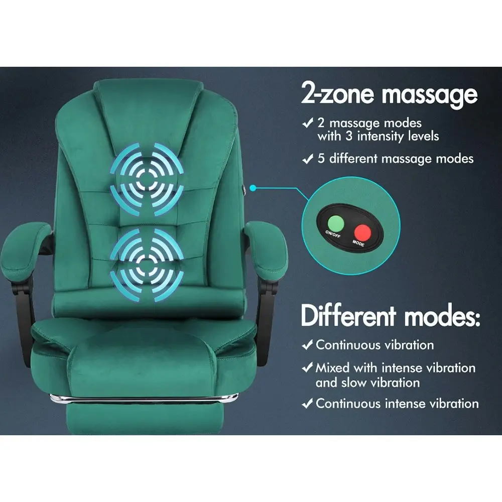 Alfordson Massage Office Chair Footrest Executive Velvet - Green