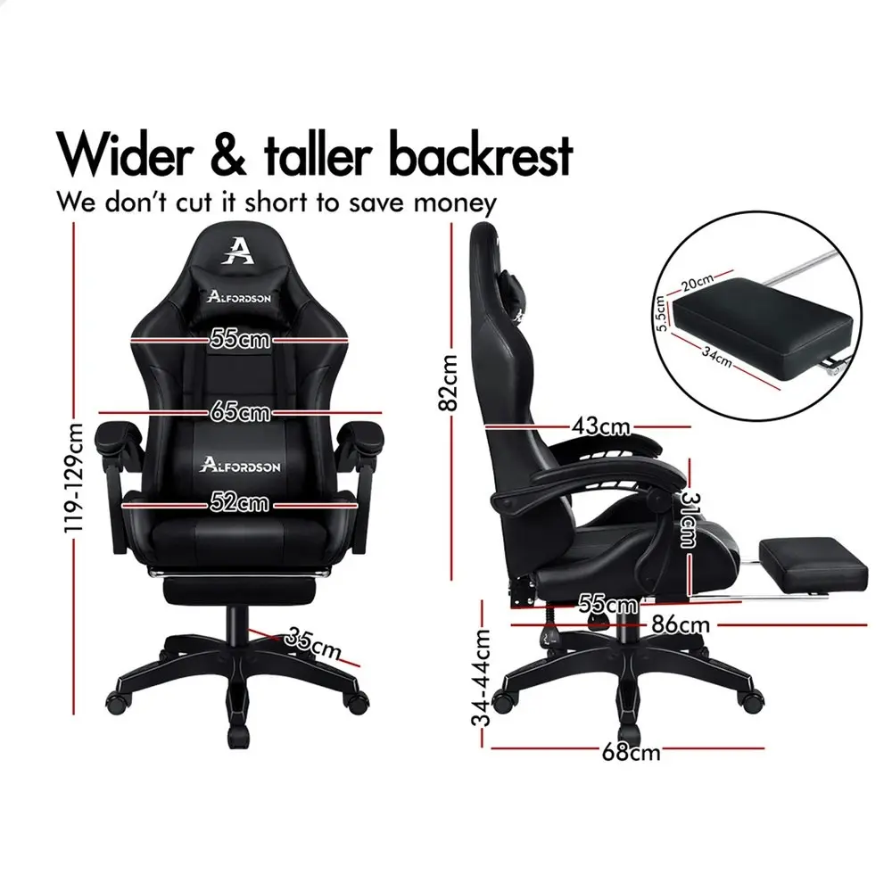 Alfordson Gaming Chair Extra Large Pillow Elite Black