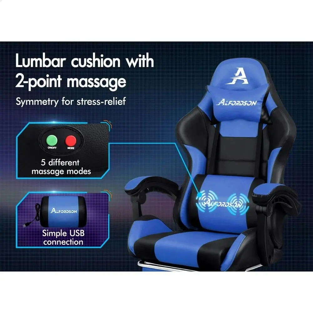 Alfordson Gaming Chair Extra Large Pillow Elite Black & Blue