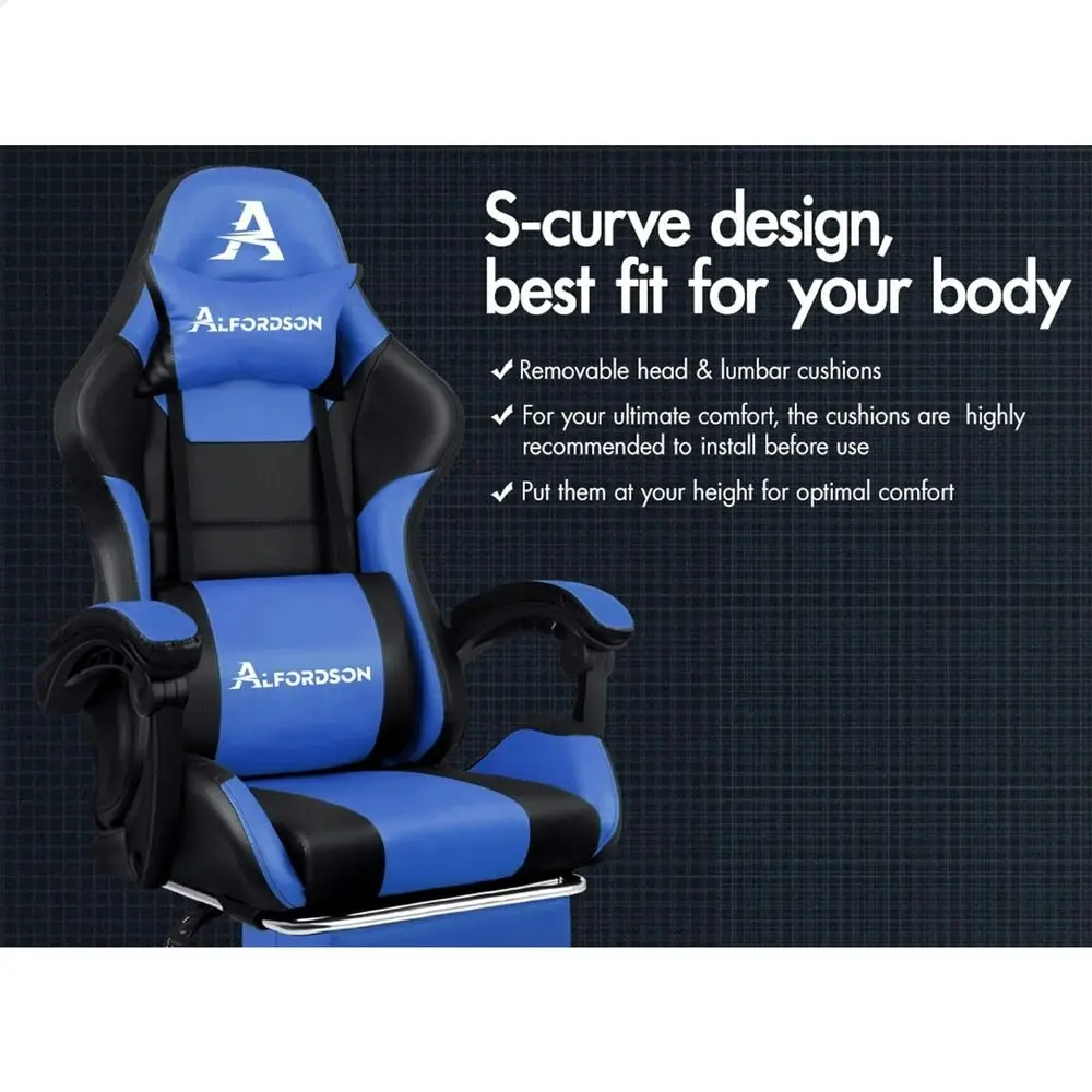 Alfordson Gaming Chair Extra Large Pillow Elite Black & Blue