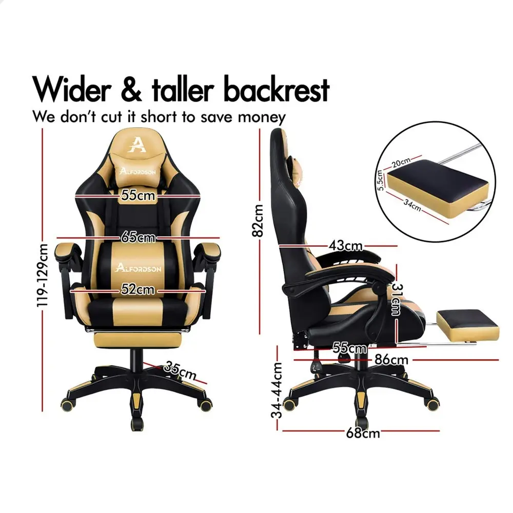 Alfordson Gaming Chair Extra Large Pillow Elite Black & Gold